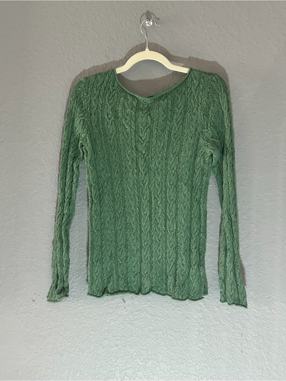 Lauren Ralph Lauren Sage Green Cable-Knit Sweater Size Large - Picture 3 of 5
